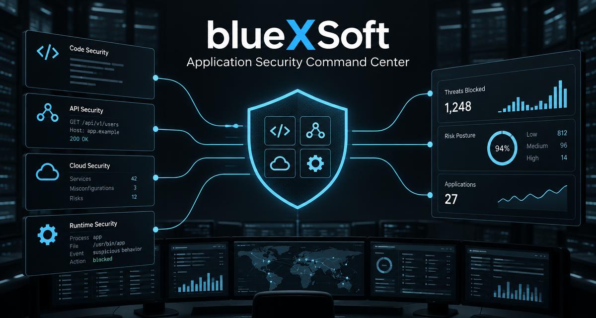 blueXSoft application security command center connecting code, API, cloud, and runtime security signals